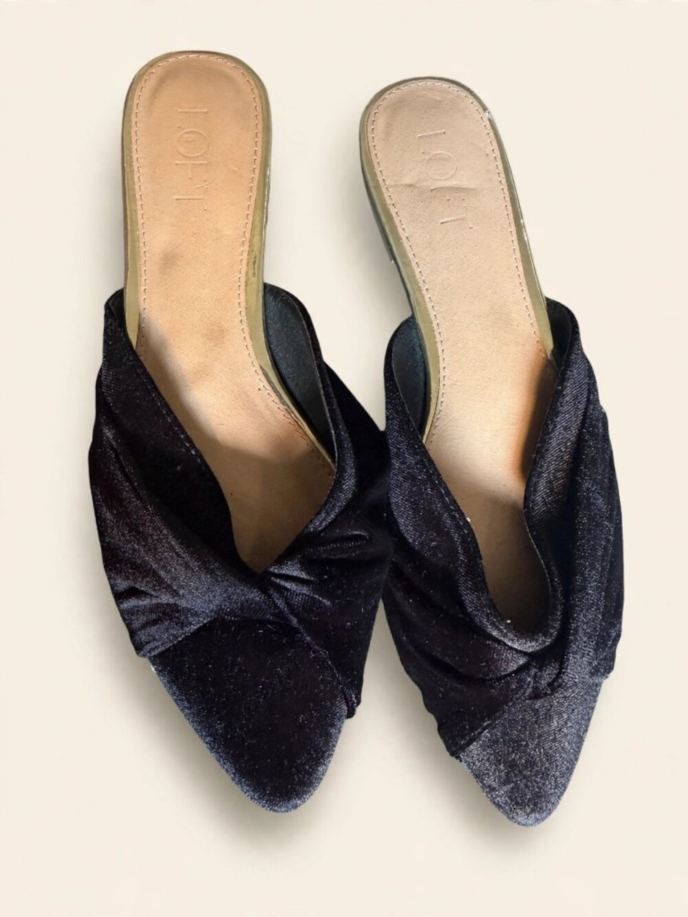 LOFT Black Velvet Knotted Pointed Toe Mules | Sz 8M